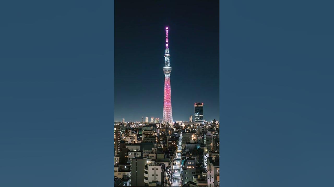 Tokyo Skytree🎵Night City Lights 🌆 Retro 80's Synthwave Music🎵Beautiful Scenery #shorts