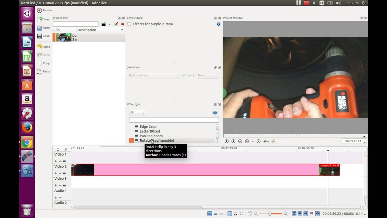 kdenlive how to rotate a video clip YouTube