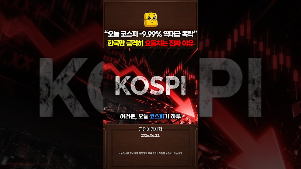 오늘 코스피 -9.99% 역대급 폭락, 한국만 급격히 요동치는 진짜 이유