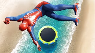 GTA 5 Spiderman Water Trampoline Ragdolls and Jumps