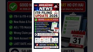 🚨 ITR Filing Update 2026 | ITR Filing Start Ho Gayi Hai ✅ | AY 2026-27 Latest News Hindi