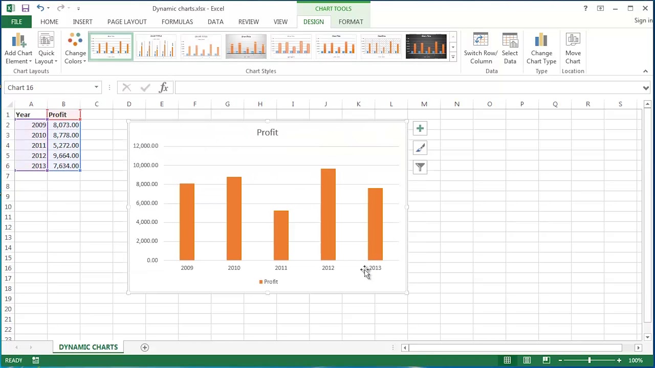 Dynamic Chart Excel 2013