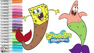 SpongeBob SquarePants Coloring Book Pages with Patrick Star as Mermen