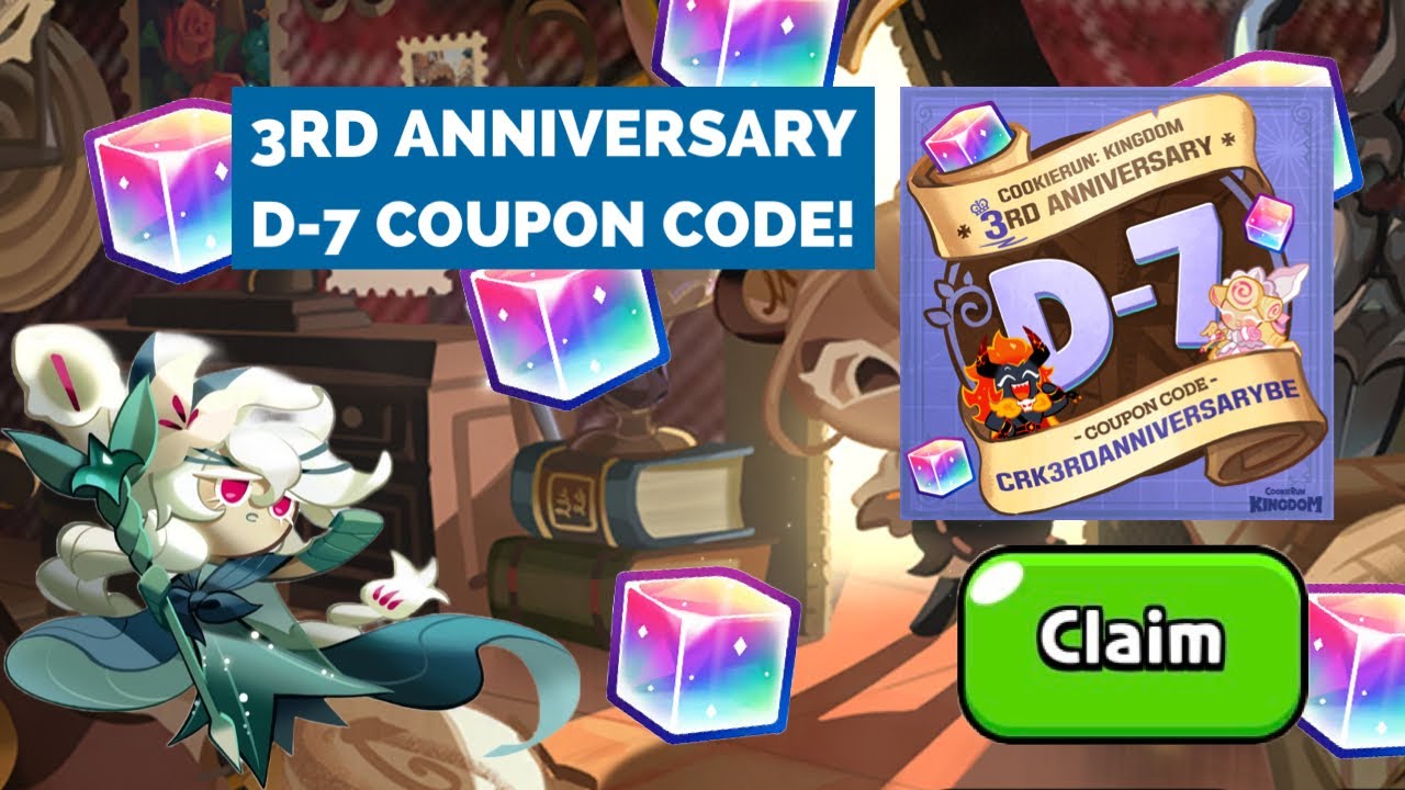 New Gift Code - 3rd Anniversary | D-7 Rainbow Cubes! | Cookie Run ...