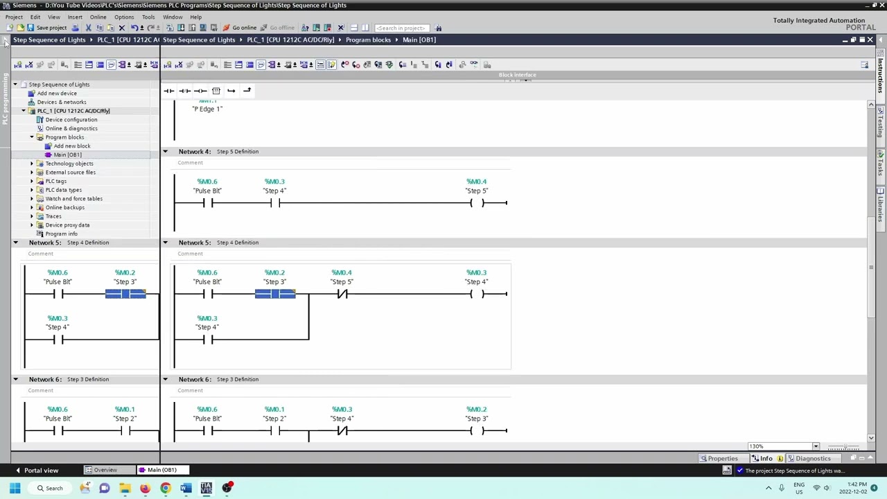Siemens TIA Portal (Sequential Programming Example Alternative Version)
