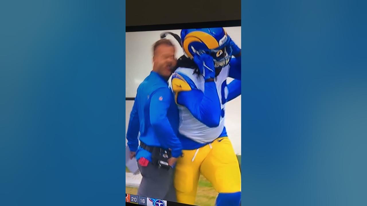nfl-coach-sean-mcvay-hit-hard-on-sideline-by-his-own-guy-youtube