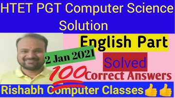 HTET PGT 02 jan 2021English solution (Level 3) solution/HTET PGT Answer/HTET 2 Jan 2021