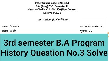 sol du B.A programme History Question No.3 Solve 3rd semester