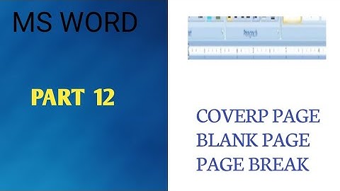 MS WORD PART 12 COVER PAGE, BLANK PAGE, PAGE BREAK. |SNK COMPUTER TECH|(TAMIL)