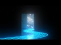 Abstract Aesthetic Vaporwave Door Open to Space Stars Neon Path 4K Background VJ Video Effect