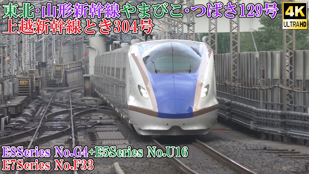 東北・山形新幹線やまびこ・つばさ129号 上越新幹線とき304号 E8系G4