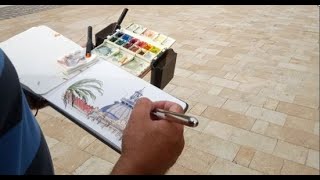 Simple plein air sketching kit  my lightweight easel for use with a Portable Painter palette