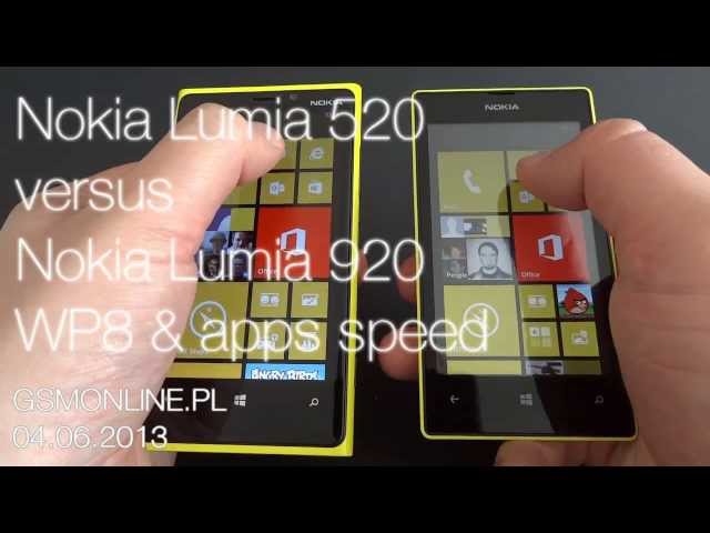 Nokia Lumia 520 versus Nokia Lumia 920 - WP8 & apps speed