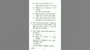 Fundamentals of Stock Market B.Com 5th sem CRSU Previous Year Question Paper 2019✌️
