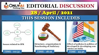 28 April 2021 OnlyIAS Editorial Discussion, Current Affairs |Sumit Rewri| Weak Patent regime