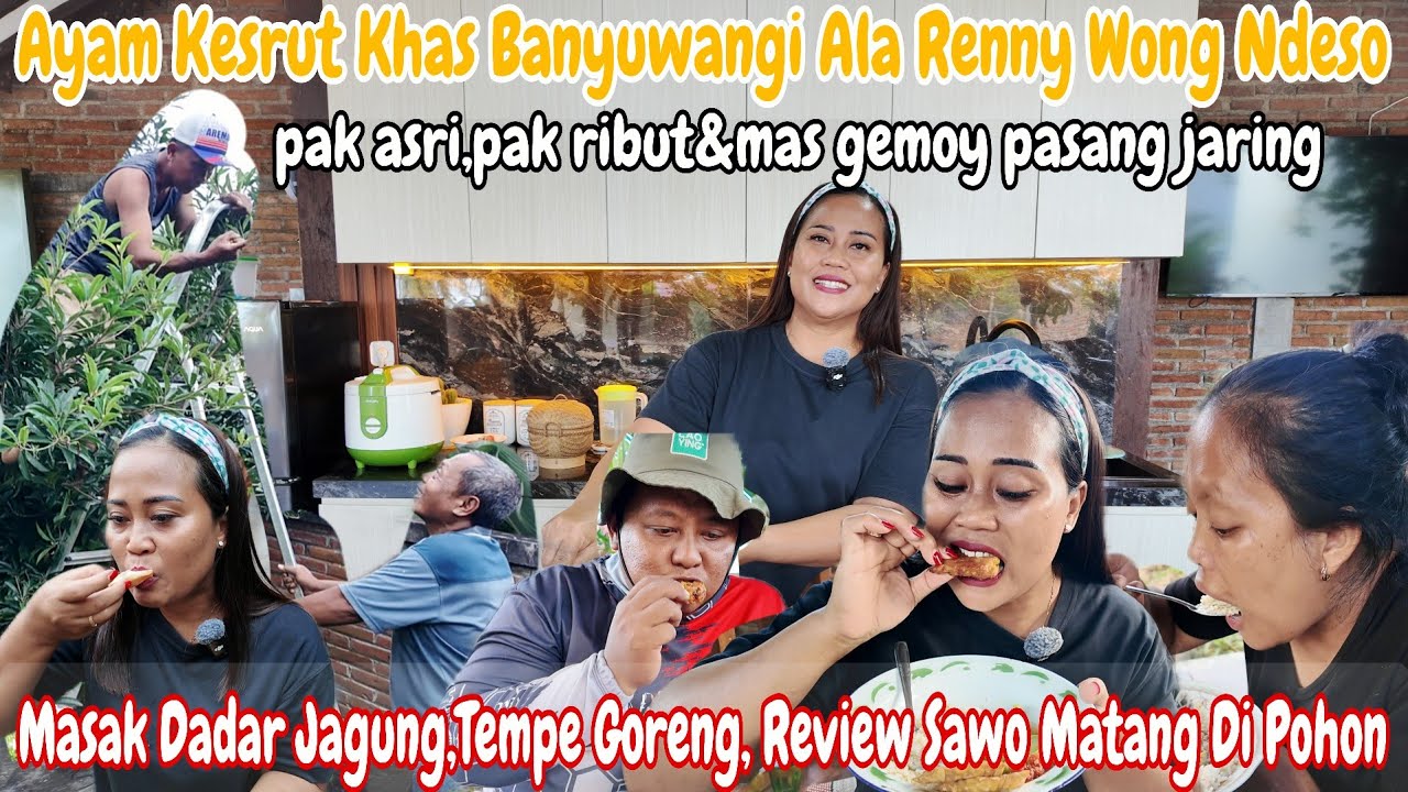 MASAK AYAM KESRUT KHAS BANYUWANGI‼️DADAR JAGUNG,TEMPE GORENG,SAMBAL TERONG || MAKAN DI GAZEBO RAME