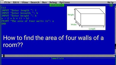 How to find the area of four walls of a room?? ||Qbasic Programing.