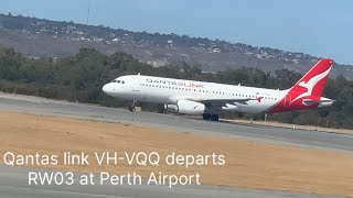 Qantas link VH-VQQ departs RW03 at Perth Airport.