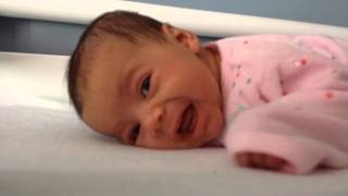 Funny tummy time 2 month baby girl