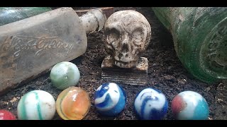 Bottle Digging - Antique Skull FOUND - AMAZING Marbles - Trash Picking - TREASURE HUNTING -