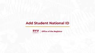 Add Student National ID