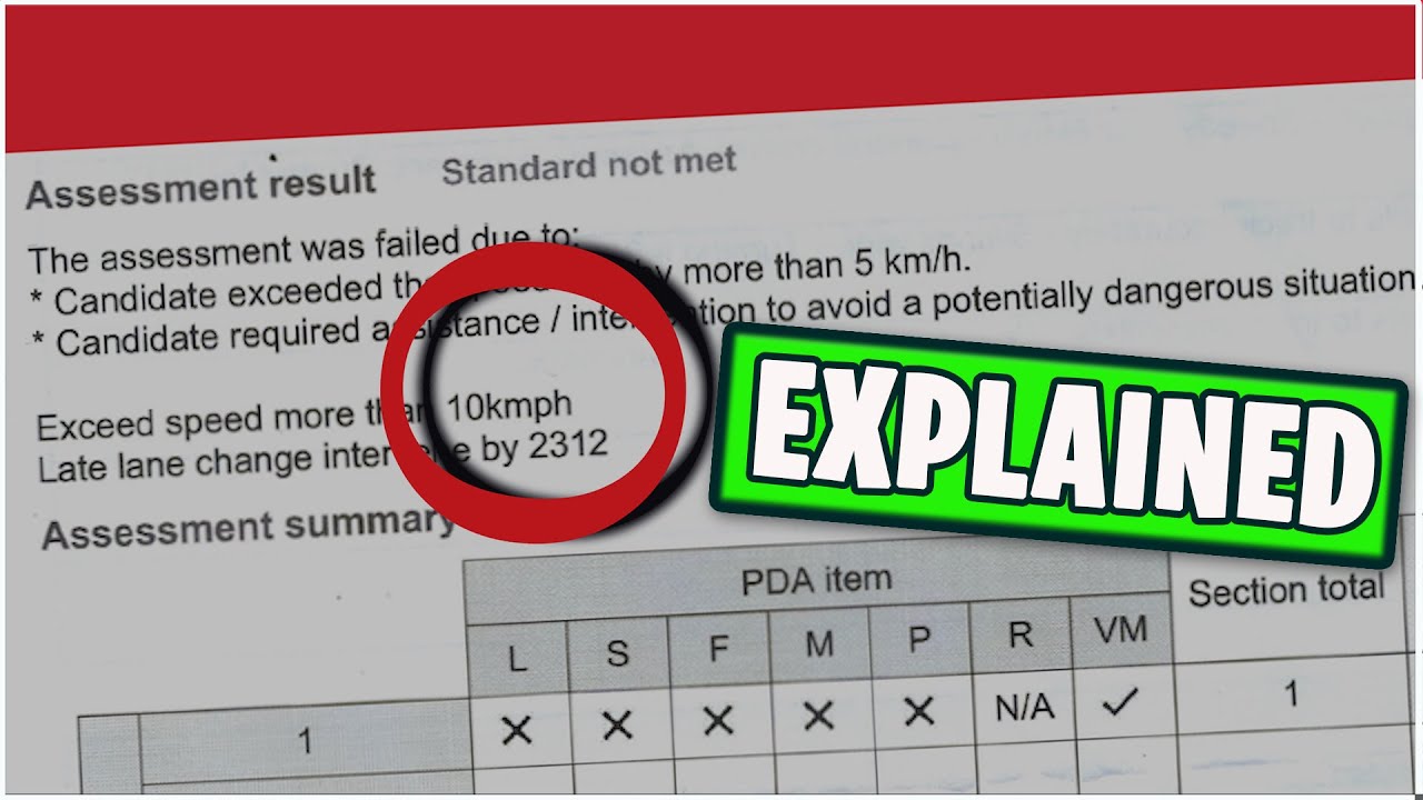 Driving Test Result Analysis PDA Sheet EXPLAINED YouTube