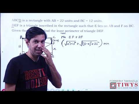 Least perimeter of triangle inscribed in rectangle