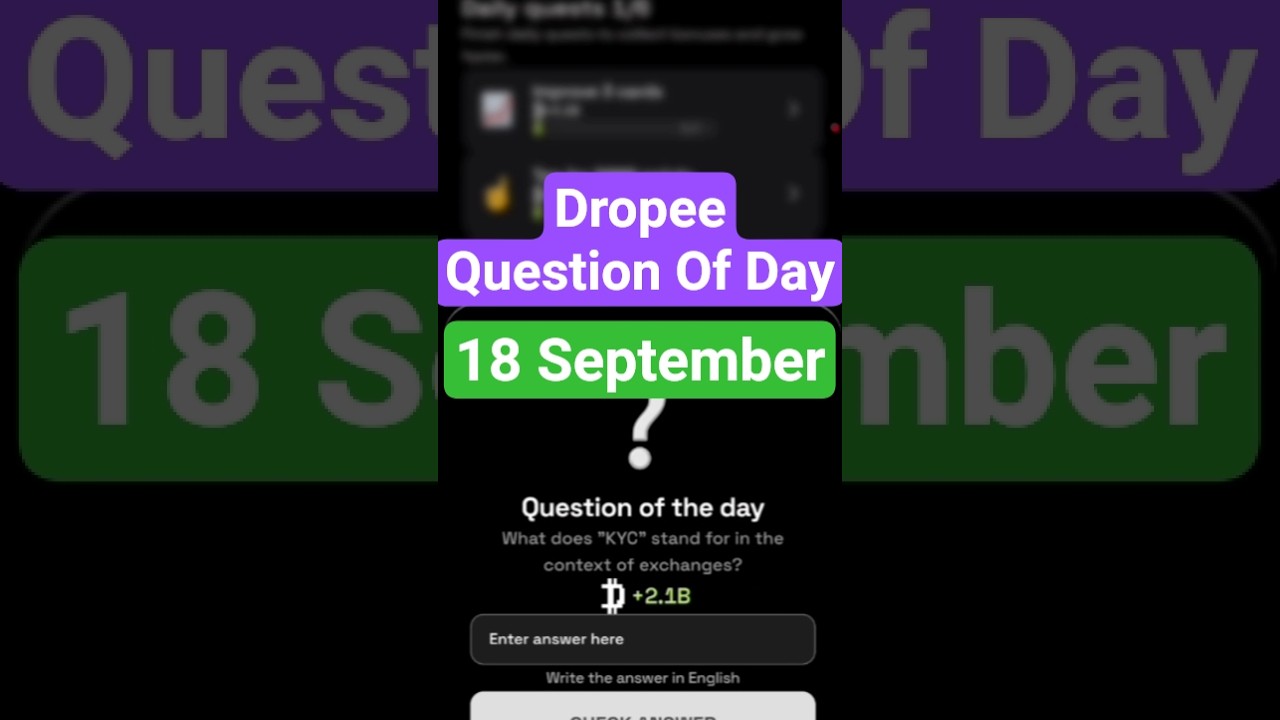 Dropee Question Of The Day Code 18 & 19 September  | Today Dropee Question Of The Day Answer | AGP