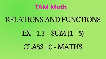 TN Samacheer kalvi New Syllabus 10th Maths - Relations and Functions - Exercise 1.3 Sum 1-5 TAM Math