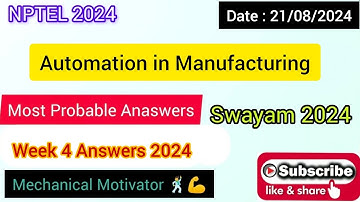 Automation in Manufacturing WEEK 4 |Assignment 4 Solution | NPTEL | SWAYAM 2024