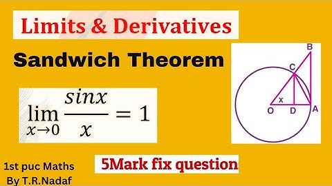 Sandwich Theorem| proof of limit sinx/x=1 as x-approaches 0| limits & derivatives #maths#viralvideo