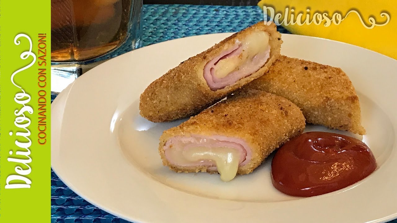 Rollitos de Jamón Empanizados / Breaded Ham and Cheese Rolls - YouTube