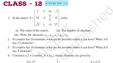 Ex-3.1||Class-12||Introduction & Basic concepts with exercise||Matrices||NCERT Mathematics||