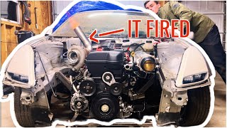 IT FIRED!!! 2JZ Celica swap fires for the first time!