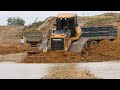 Big Dozer Dump Trucks Working Filling Land Construction | SHANTUI DH17C2 Dozer, Hyundai Dumper 24ton