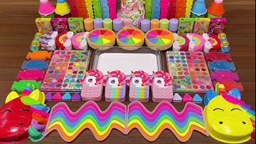 RAINBOW UNICORN I MIXING RANDOM INTO GLOSSY SLIME I SATISFYING VIDEOS ✨