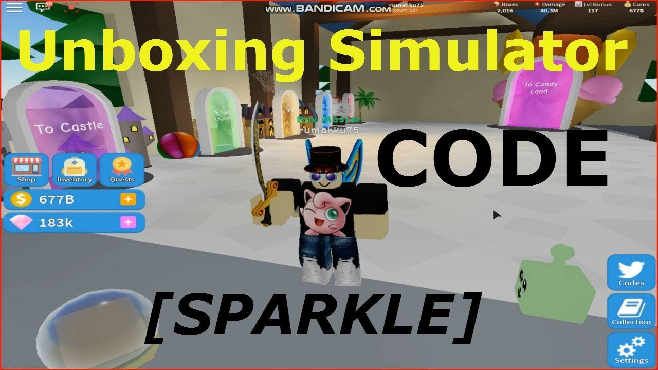Code Sparkle Unboxing Simulator Roblox