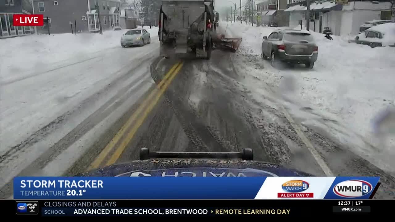 As snow lightens, NH road conditions to slowly improve - YouTube
