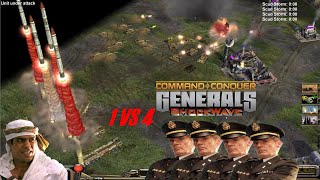 C&C Generals Shockwave Mod 1 VS 4 HARD AI (Destruction of laser defense)