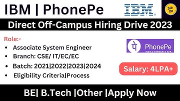 IBM & PhonePe Off-Campus Drive Hiring 2023|2022|2024- BATCH| ApplyNow| Latest job Fresher and Exp.