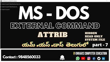 Atrribute in CMD,External Commands in Dos, SBTET,GOVT  AP, Office Automation Training by Omkars Gunt