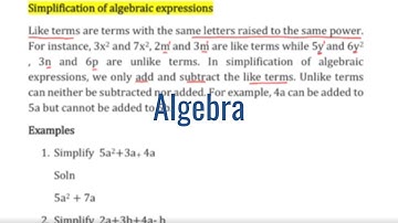KCSE TOPICAL REVISION- MATHS: Algebra -Simplifying algebraic expressions