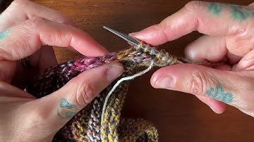 Picking up stitches in an I-cord edge to create the center spine of the Traveler Shawl