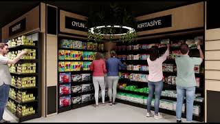 Özdemir Market Modern Market Dizaynı 3D Render Proje Tanıtımı Eksen Grup