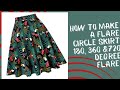 How to cut 180, 360 and 720 degree flares / half circle, full circle, double full circle/ peplum