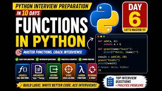 Python Functions Explained | Arguments, Return, Scope & Lambda | Python Interview Prep Day 6