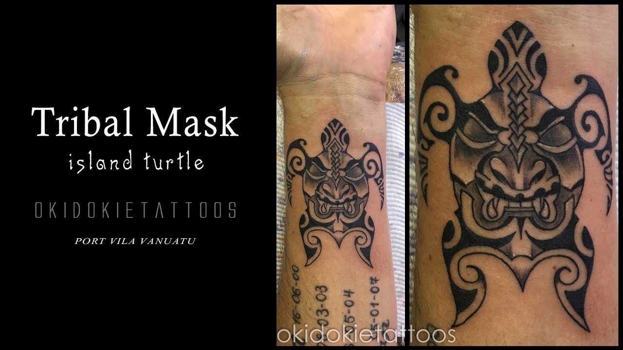 Tiki Turtle with Islands by Trevor Kennedy TattooNOW