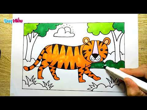 Vẽ bức tranh con hổ đơn giản cực đẹp - Cách vẽ tranh con hổ dễ đơn giản