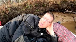 Winter Camping on Modified Skiff - Fishing Catch \& Cook and Catfishing Remote Rivers