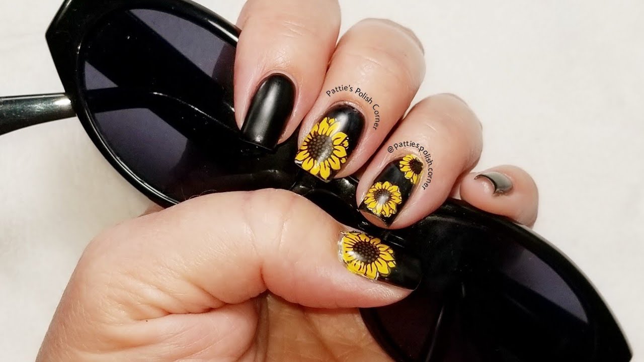 10. Sunflower Nail Art with Stampers - wide 3